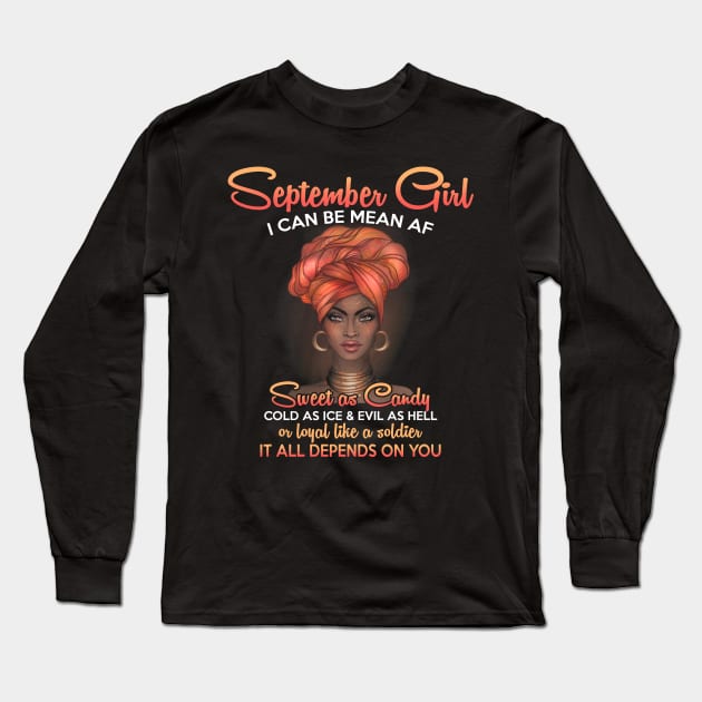 Queens Are Born In September Birthday T-Shirt for Black Women Long Sleeve T-Shirt by carlostevet